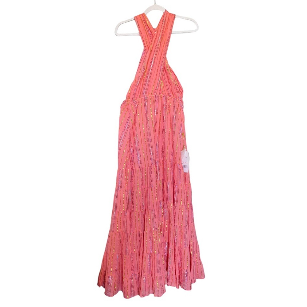 SUNDRESS Suzie Maxi Dress Sao Paolo Rainbow Metallic Stripe Bright Pink XL NWT - Picture 5 of 13